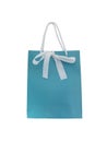 Blue paper shopping bag with white bow Royalty Free Stock Photo