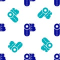 Blue Paper towel roll icon isolated seamless pattern on white background. Vector Royalty Free Stock Photo