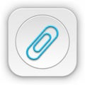 Blue Paperclip Icon on White Rounded Square Button with Shadow symbol office Royalty Free Stock Photo