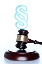 Blue paragraph and gavel Royalty Free Stock Photo