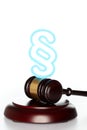 Blue paragraph symbol on a gavel Royalty Free Stock Photo