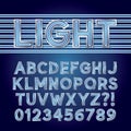 Blue Parallel Neon Light Alphabet and Numbers Royalty Free Stock Photo