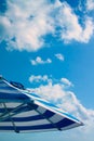 Blue parasol under sky