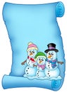 Blue parchment with snowman family