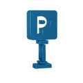 Blue Parking icon isolated on transparent background. Street road sign.