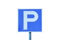 Blue parking road sign isolated on white background Royalty Free Stock Photo