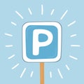 Blue parking road sign. Parking place for car. Royalty Free Stock Photo