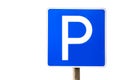 Blue parking sign isolated on white background Royalty Free Stock Photo