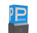 Blue parking sign with letter P isolated on white background Royalty Free Stock Photo