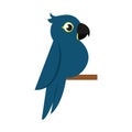 Blue parrot on branch sideview. Vector Royalty Free Stock Photo