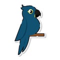Blue parrot on branch sideview. Vector Royalty Free Stock Photo