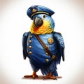 The Blue Parrot: A Stunning Police Uniformed Bird In Realistic Fantasy Artwork