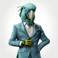 Elegant Blue Parrot In Slimepunk Style: Photorealistic Animation