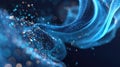 Blue particles flowing creating abstract digital wave background Royalty Free Stock Photo