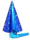 Blue Party Hat and Noisemaker Royalty Free Stock Photo