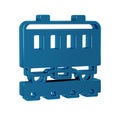 Blue Passenger train cars icon isolated on transparent background. Railway carriage.