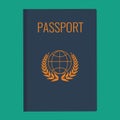 Blue Passport cover vector illustration. Passport cover flat design.