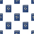 Blue Passport Flat Icon Seamless Pattern