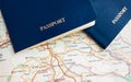 Blue passport on map, travel, wallpaper