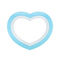 Blue pastel color wood frame Heart shape isolated white background, Heart-shape frame for lover photo wedding and familly, Wooden