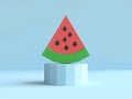 Blue pastel scene watermelon red green low poly 3d rendering Royalty Free Stock Photo