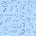 Blue Pastel Scribble Seamless Pattern Background