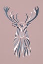 Blue pastel silhouette face of deer on pink background.