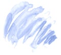 Blue pastel watercolor hand-drawn isolated wash stain on white background/ Abstract texture made by brush for wallpaper, label Royalty Free Stock Photo