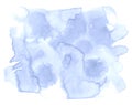 Blue pastel watercolor hand-drawn isolated wash stain on white background/ Abstract texture made by brush for wallpaper, label Royalty Free Stock Photo