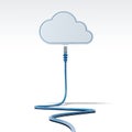 Blue patch cable connecting with cloud. 3d rendering