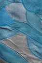 Blue patchwork background of leather