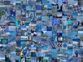 BLUE patchwork photomontage background