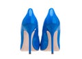 Blue patent high-heeled shoes Royalty Free Stock Photo