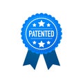 Blue patented label on white background. Vector stock illustration Royalty Free Stock Photo