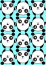 Blue pattern background texture pattern of cute pandas