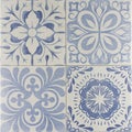 Blue patterned Portuguese style ceramic tiles for wall and floor decor