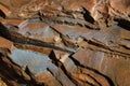 Blue patterns and structures on layers of banded ironstone formation Royalty Free Stock Photo