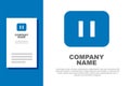 Blue Pause button icon isolated on white background. Logo design template element. Vector