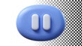 Blue pause button icon, media control for app user interfaces png transparent image Generative AI