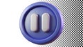 Blue pause button icon media player control stop suspend playback png transparent image Generative AI
