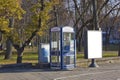 Blue payphone Royalty Free Stock Photo