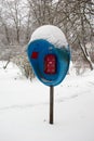 Blue payphone Royalty Free Stock Photo
