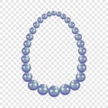 Blue pearl necklace mockup, realistic style