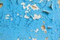 Blue peeling paint on wall seamless texture. Pattern of rustic blue grunge material. Royalty Free Stock Photo