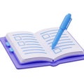 Blue pen marks a checkbox on an open notebook with simple checklist entries Royalty Free Stock Photo