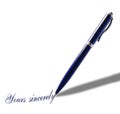 Blue pen with a message Royalty Free Stock Photo