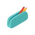 Blue pencil case icon, isometric 3d style Royalty Free Stock Photo