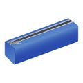 Blue pencil case icon, realistic style