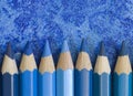 Blue pencil crayons