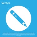 Blue Pencil with eraser icon isolated on blue background. Drawing and educational tools. School office symbol. White Royalty Free Stock Photo